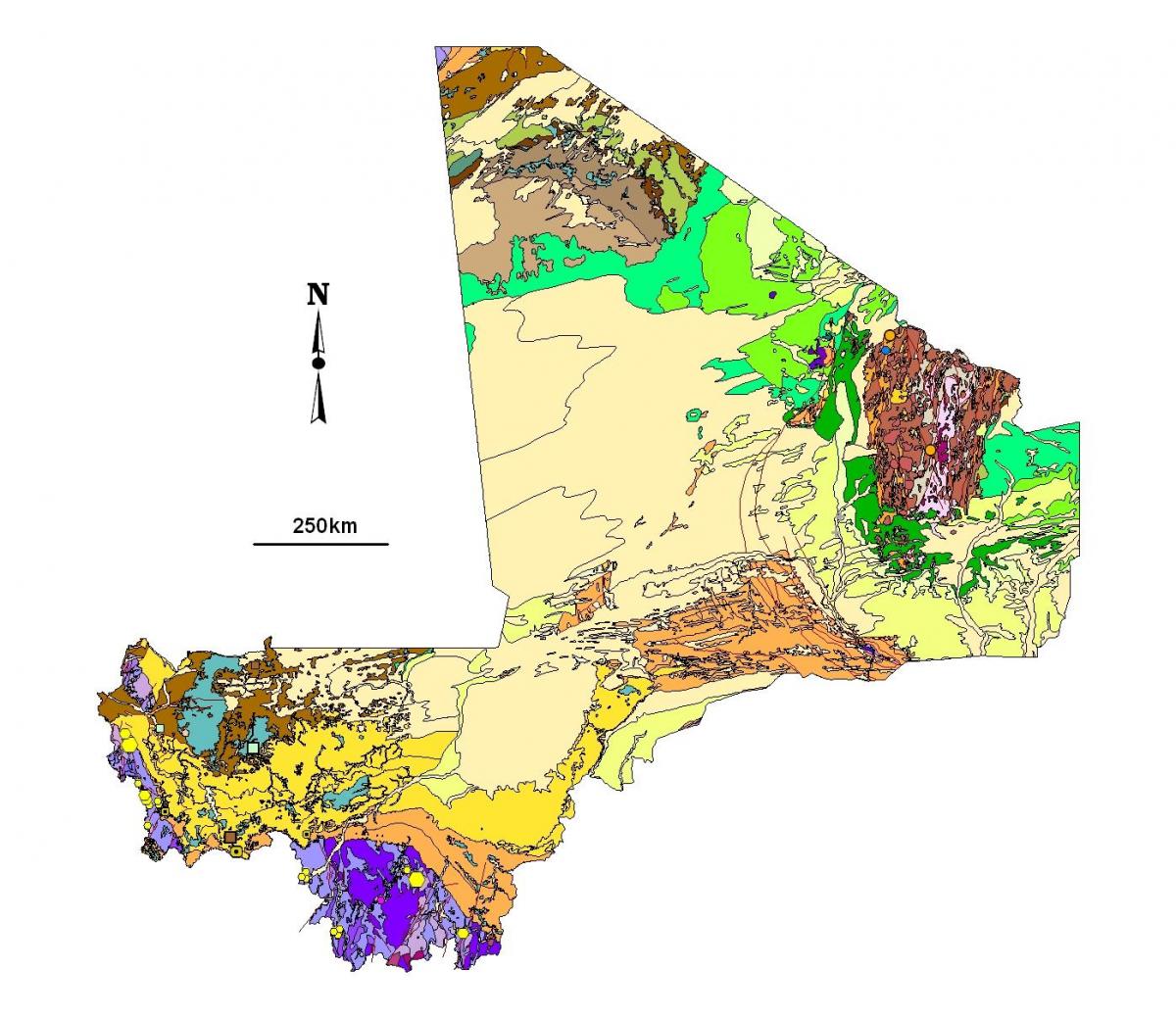 Mapa Mali zlaté bane