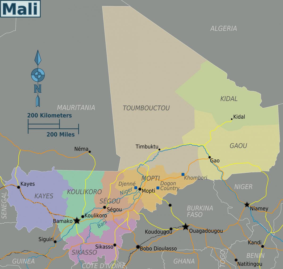 Mali geografia mapu