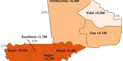 Mapa Mali obyvateľstva